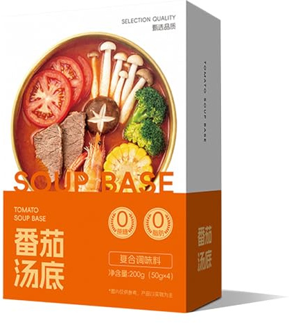 Assaisonnement pour Soupe Chinoise Authentique, Sauce pour Bouillon de Fondue Épicée du Sichuan, Base de Soupe pour Fondue Chinoise et Cuisine(Tomato)
