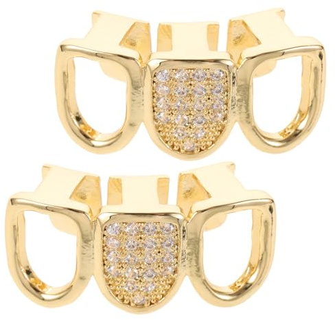 Holibanna 2 Piezas Grill de Dientes Decorativo de Hip Hop Cubierta Superior Desmontable con Zirconia para Cosplay y Accesorios de Rapero Joyería para Halloween