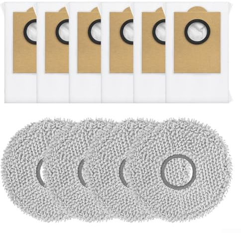 Kit de sacs à poussière de rechange pour aspirateur Lefant pour M3 pour M3 Gen1 pour Gen2, 4 chiffons en microfibre, 6 sacs à poussière sans obstruction