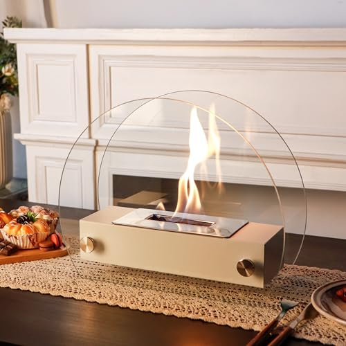 35 cm de Long Brasero de Table en métal et Verre Blanc pour la Décoration Intérieure