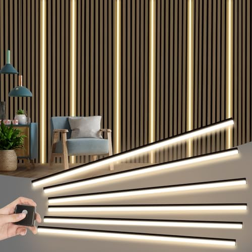 WMLBK Svart LED för akustiska paneler, 2,4 m integrerade akustiska paneler, flexibel LED-tejp LED Leiste 12 x 12 mm Led Leiste akustiska paneltillbehör (6 st)