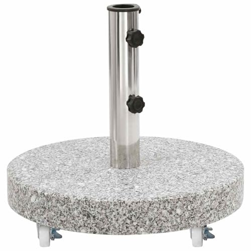 Gecheer Base per ombrellone in granito, supporto pesante stabile con rotelle e bloccaggio, adattatore per palo 38/48 mm, 30 kg, per giardino terrazza e spiaggia