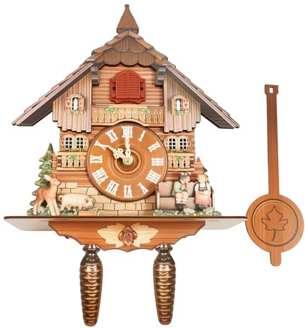 Puzzle 3D - Orologio a cucù in legno, per adulti, orologio da parete con pendolo marrone vintage, orologio a cucù, adatto per soggiorno, camera da letto, ufficio, cucina