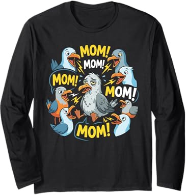 Mamma stanca Gabbiano urlando Mamma! Divertente maternità Maglia a Manica