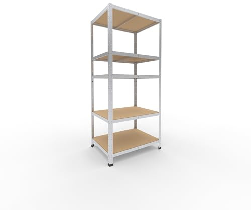 shelfplaza® 180x80x60cm Home Schwerlastregal verzinkt/Metallregal mit 5 Böden/Kellerregal Metall, Garagenregal, Werkstattregal oder Regal Lagerregal/Steckregal Metall mit 175kg Tragkraft