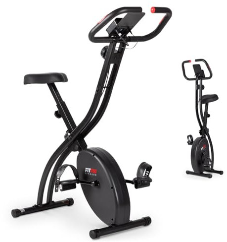 FITFIU Fitness BEST-200 - Bicicleta Estática Plegable, Cómodo Sillín Regulable, 8 Niveles de Resistencia, Pulsómetro, Pantalla LCD, Soporte para Móvil/Tablet, Ideal para Cardio Training en el Hogar