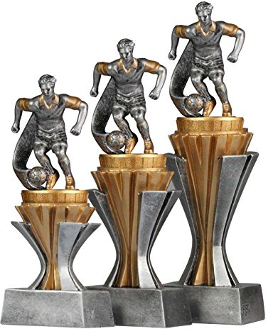 pokalspezialist Pokalset Trophäen Fußball mit Gravur 3 Stück Größe S, M und L
