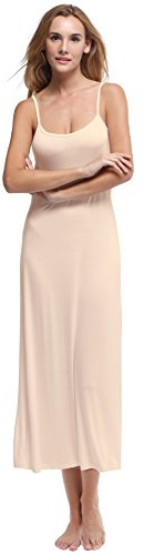 Papicutew Women's Long Full Cami Slip Dress Sleeveless Nightgowns, Nude, Large