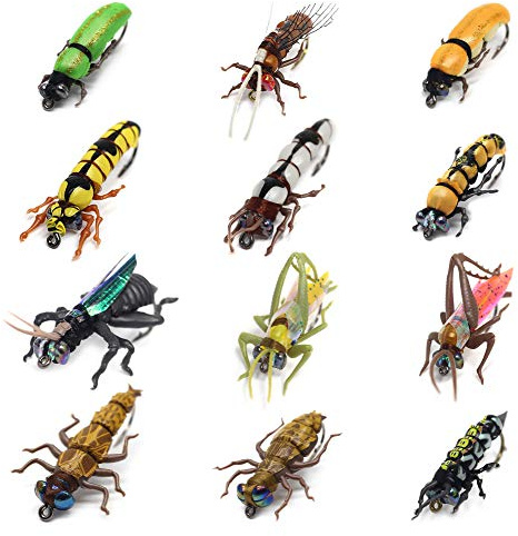YZD Fly Fishing Flies Trout Lure kit Dry Wet Fly-Fishing Flies Realistic Flies Bug Set of 12 Flies Terrestrial Bumble Wasp Grasshopper Stone Flies Assortment Mayfly Stonefly