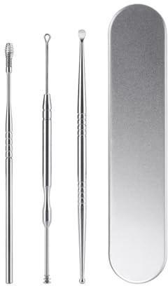Healifty 3 Pièces Cuillère À Oreille En Acier Inoxydable Ensemble Cuillère Oreille Pour Nettoyage Du Cérumen Outil Ergonomique Antidérapant Surface Lisse Pour Hygiène Auriculaire Familiale