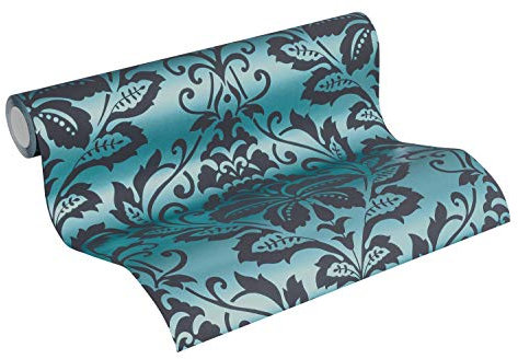 A.S. Création BEAUTIFUL WALLS Barocktapete Tapete mit Ornamenten neo barock rokoko glamourös Vliestapete blau grau matt glänzend strukturiert 369105