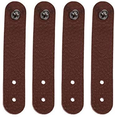 Hemobllo 4pcs Leather Cable Straps Cable Organizer Cord Management Earphone Wrap Winder for USB Cable (Brown)