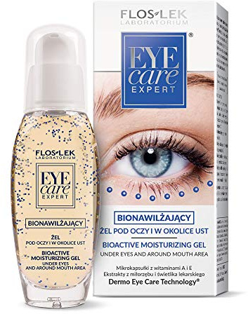 FLOSLEK Bio-Feuchtigkeits-Gel für Augensäcke und den Mundbereich | 30 ml | Befeuchtet, Strafft und Glättet | Pflege für Zarte Haut um die Augenpartie | für jede Altersgruppe geeignet