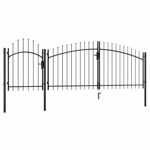 VidaXL Portail de Jardin en Acier - Porte de Clôture pour Patio Extérieur - 1,5x4 m Noir