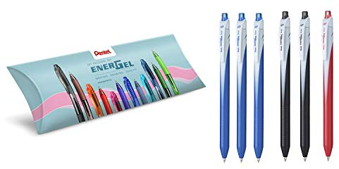 Pentel BL437 Energel Slim Lot de 6 rouleaux (3 x bleu, 2 x noir, 1 x rouge)