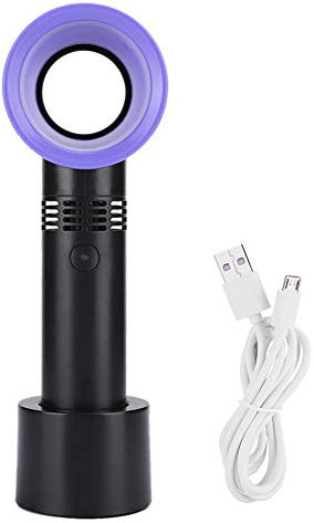 Ventilador portátil, mini ventilador de mano recargable USB, silencioso ventilador de mano sin aspas con batería grande incorporada de 2000 mAh, bajo nivel de ruido, para el hogar/exterior(Negro)