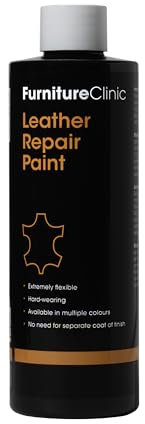 Furniture Clinic Peinture et teinture pour réparation du cuir | Colorant auto-scellant pour des réparations rapides et faciles | Convient aux canapés, sièges de voiture - Noir 50ml