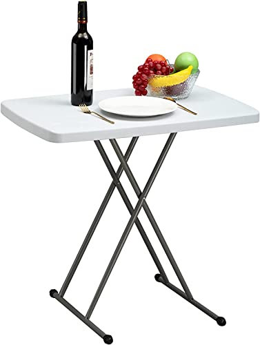 HollyHOME Tavolo Pieghevole 76x50cm Piccolo Tavolo Portatile per Giardino Cucina Picnic Campeggio Tavolino Pieghevole per Feste Balcone Terrazza, Bianco