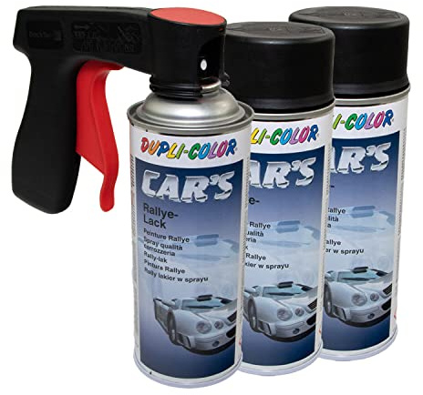 Lackspray Spraydose Sprühlack Cars Dupli Color 652240 schwarz seidenmatt 3 X 400 ml mit Pistolengriff