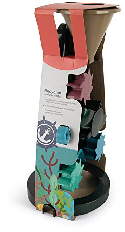 Dantoy Blue Marine Sand- & Wassermühle Set 3-teilig aus recyceltem Fischereiabfall – Spiralbahn & Trichter | Strandspielzeug ab 2 Jahren | Schadstofffrei, spülmaschinenfest, hergestellt in Dänemark
