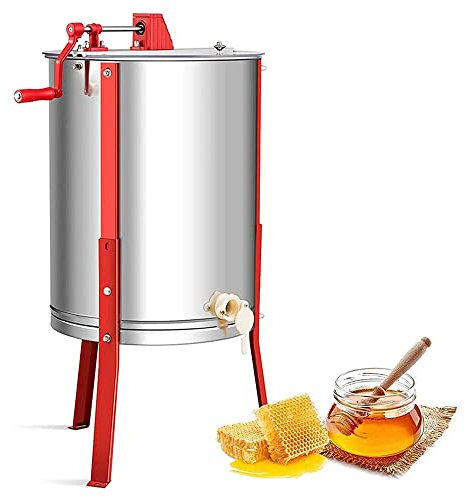 MNSSRN Bienenzucht-Werkzeug Honigextraktor, handgesiedelte Zwei-Frame-Edelstahl-Honigextraktor, Honig Shaker mit Ständer