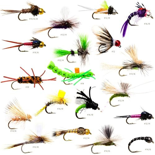 36 Fliegenfischen Fliegenfischen-Sortiment | Trocken-, Nass-, Nymphen-, Caddis-, Hopper-Fliegenköder | Forelle, Barsch, Steelhead Angelköder
