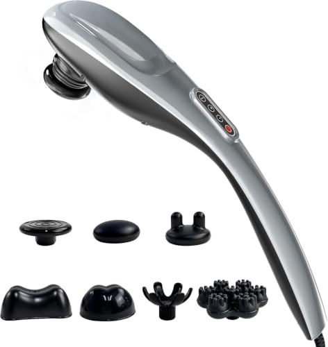 MEGAWISE Handheld Massager, Deep Tissue Percussion Massager with 6 Heads