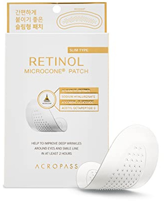 [Acropass] Retinol Microcone Patch Slim (3x 2 Patches für Augenpartie/Lächellinien | Linienpflege | Retinol | Retinol | Retinol Patch | Faltenpflege | Smile Linien | Stirnlinien) Set 3x2 Patches