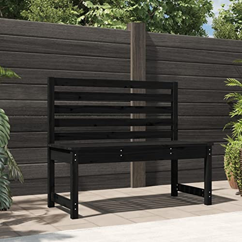 Yolola Gartenbank 109 cm Schwarz Garten Sitzbank Holzbank Wetterfest Outdoor Sitzbank Balkonbank Holz Parkbank Balkonmöbel Holz Massivholz Kiefer
