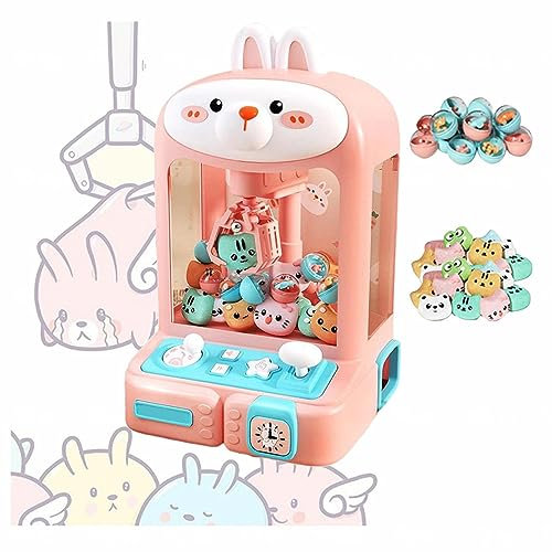Alacritua Mini Macchina Ad Artiglio, Macchina per Caramelle con 30 Bambole E 10 Palline Macchina Pesca Pupazzi Macchina per Artigli Gioco Divertente E Regalo per La Festa,Rabbit