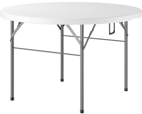 Regal Altair Plastic Bi-Folding Utility Heavy Duty Table | Indoor Outdoor Dining Kitchen Wedding Market Events Camping BBQ (Round, 48 Diameter x 29 Height)
