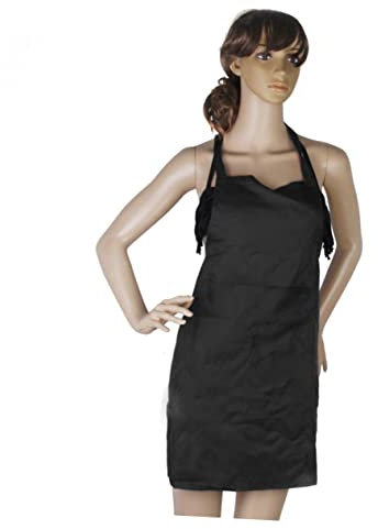Schwarze Restaurantschürze mit Tasche, Halterneck, Polyester, Unisex