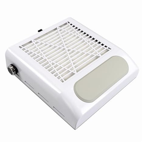 USKI 80 W elektrischer Nagel-sammler, Ventilator, Sauger, 2 Stufen, einstellbare Geschwindigkeit, Nagelkunst-Salon-Werkzeug mit Sieb, tragbar(White)