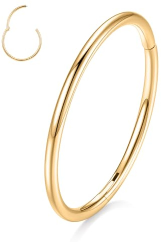 AROWRO 316L Surgical Steel Klappnasenringe Hoop 20G 18G 16G 14G 12G Nahtlose Piercingringe für Nasenseptumknorpel Helix Tragus Conch Rook Daith Lappendurchmesser 6 mm bis 14 mm