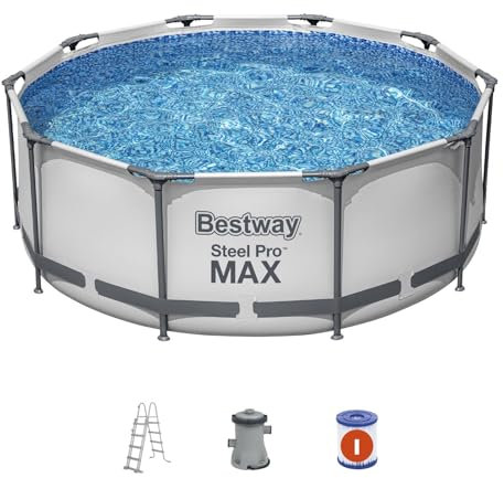 Piscina Fuori Terra Tubolare Bestway Steel Pro Max 305x100 cm con Scala 76x119x163 cm | Pompa Filtro a Cartuccia da 1.249 L/H