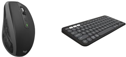 Logitech MX Anywhere 2S Bluetooth Edition Wireless Mouse, Multi-Surface, Hyper-Fast Scrolling & Pebble Keys 2 K380s, Multi-Device Bluetooth Wireless Keyboard with Customisable Shortcuts
