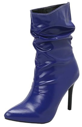 Generisch angebote des tages heute damenStiefeletten Damen Einfarbige Mid Calf Cowboy Stiefel Damen Klassische Stiefel Elegant Klobiger Blockabsatz Spitze Zehe black week angebote