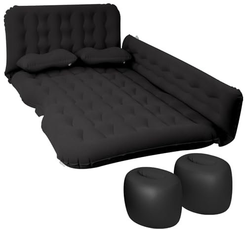 Vinteky Luftmatratze mit Rückenlehne, Zusatzmatratze, aufblasbares Kissen, Zusatzmatratze für SUV, multifunktional, mit Luftpumpe und Kissen für Camping (schwarz)