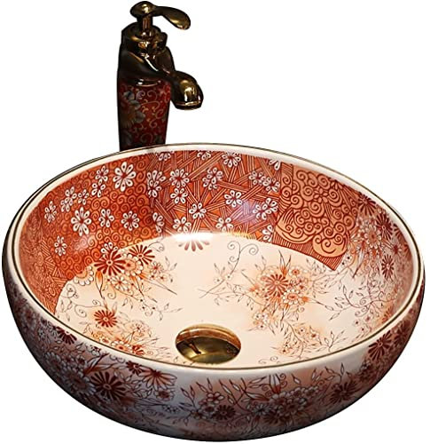 DDKYHU Mobile lavabo con lavabo da Bagno, lavabo da appoggio, Astratto, in Ceramica, Elegante, retrò, per Hotel (Set 42 * 15 cm)