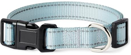Amazon Basics - Collare Riflettente e Regolabile per Cani, con Anello a D in Metallo e Fibbia a Sgancio Rapido, Taglia M, Blu