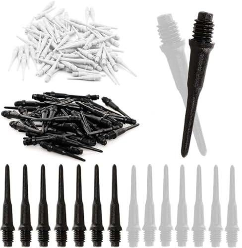 Lot de 100 pointes de fléchettes en plastique souple de qualité supérieure Pointe courte Filetage 2BA Pointes de rechange pour fléchettes souples Particulièrement stables et durables