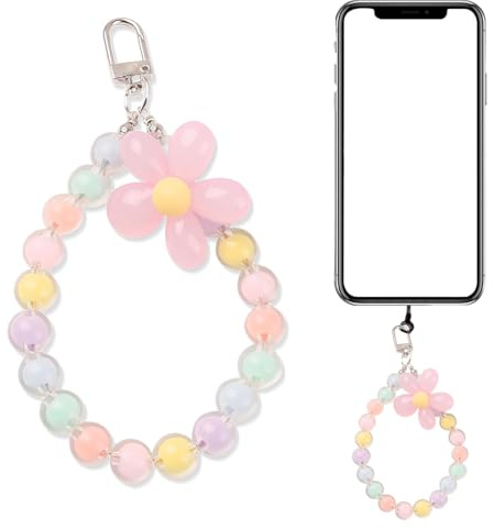 XYTAHDM Abalorios de Flores para teléfono celular, Cuerda Para Movil, Colgante de Mano para Móvil, Correa De Muñeca con Cordón para Teléfono, para la mayoría de los Smartphones