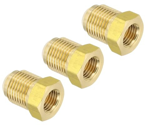 PATIKIL 1/4 Innengewinde Flansch X 3/8 Außengewinde Flansch Verbinder 3 Stück SAE 45 Grad Messing Adapter Rohr Fitting Für Luft Gasleitung Kühlung HVAC