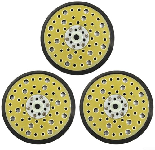 Paquete de 3 almohadillas de lijadora orbital aleatoria de 6 pulgadas, con 54 agujeros, almohadilla de respaldo de poliuretano de densidad media, ganchos de rosca de 5/16 y disco de lijado de bucle de