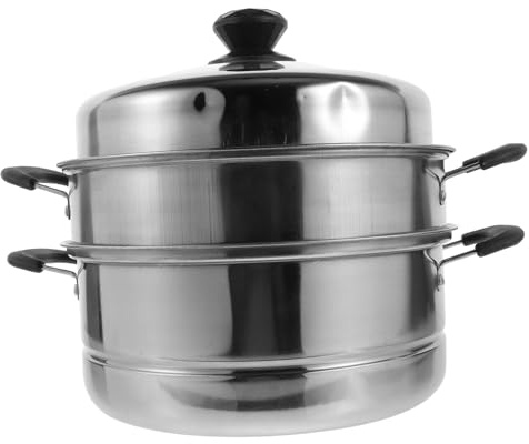 TOPBATHY Olla De Vapor Apilable Multifuncional De Acero Inoxidable 26 Cm, Olla De Cocina Tapa Visible De Tres Capas, Base Reforzada, Utensilios De Cocina Para Uso Doméstico