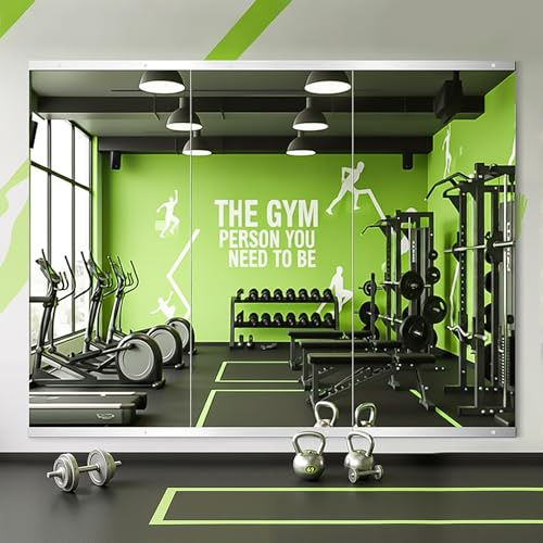 FICTOR Home Gym Mirror for Wall, 50x25x3 PCS Large Workout Mirrors with Tempered Glass, Full Length Frameless Body Mirror for Garage, Dance, Yoga, Bedroom