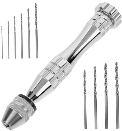 Toddmomy Manual Drill de Aleación de Aluminio Taladro de Mano Ligero y Portátil para Madera Ámbar y Modelos Pequeños con Brocas Incluidas Herramienta Manual para Perforar y Ampliar Casa