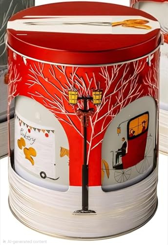Rotating Music Tin Filled With Caramel Butter Biscuits – 300g (Multiple Designs Available) | NAEM (RED Box)
