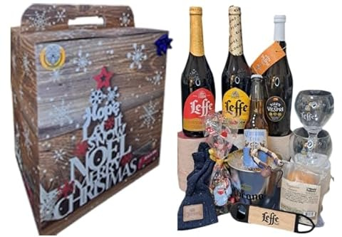 BSB ITALIA Christmas Beer Box Deluxe, Set Regalo con Leffe Winter, Blonde, Vespri, Corona Cero, 2 Calici, Gadget Esclusivi e Dolci Natalizi, Edizione Limitata 2025