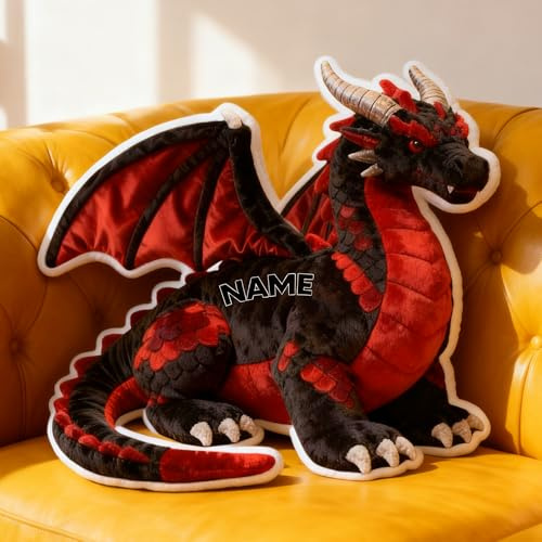 LCMAIT Individuelles Kissen in Form Eines Westlichen Drachen Personalisiertes Niedliches Kissen mit Namen Party-Andenken Geburtstags (Westlicher Drache)